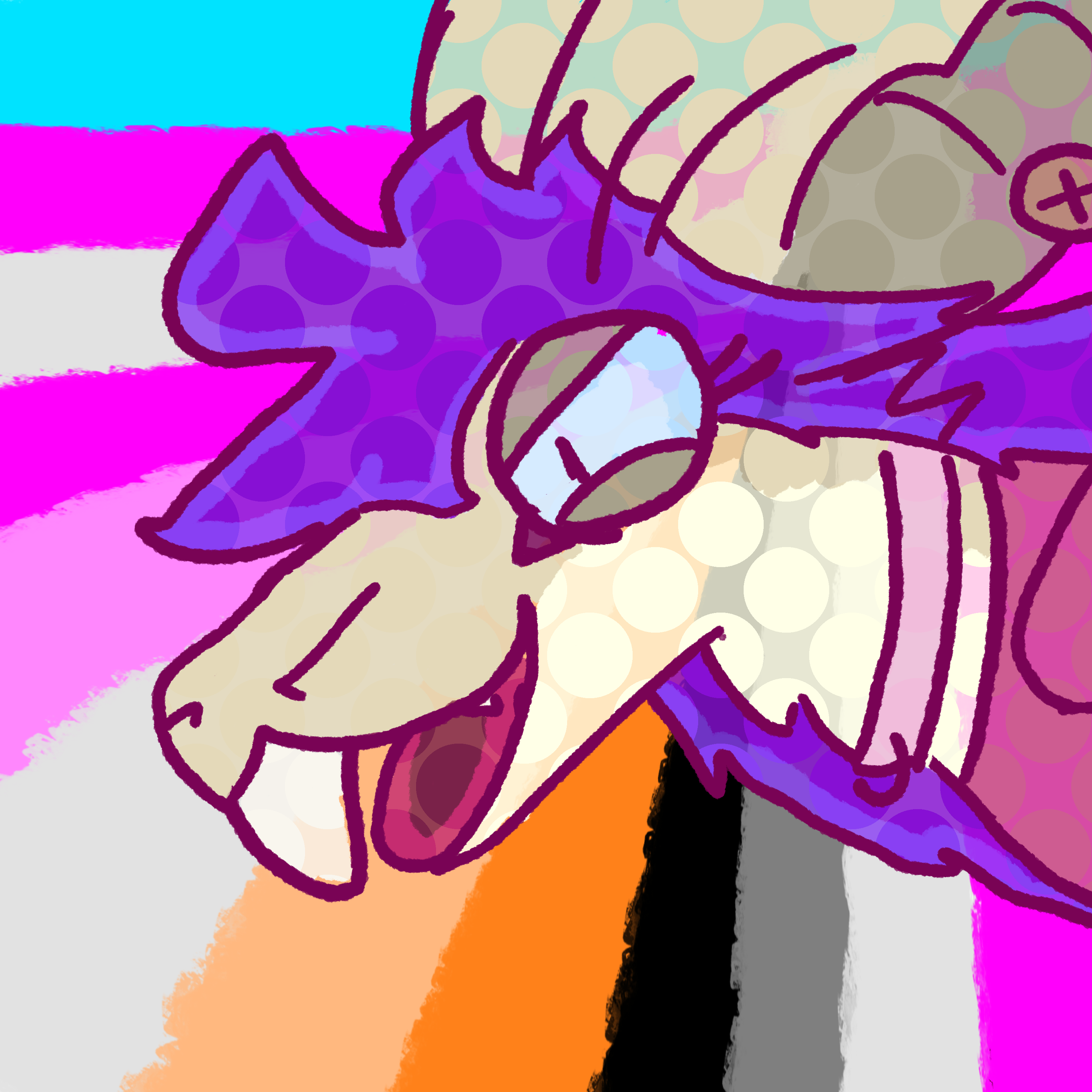 me yelling smugly from the top right corner with an amalgamation of trans lesbian and ace flags behind me