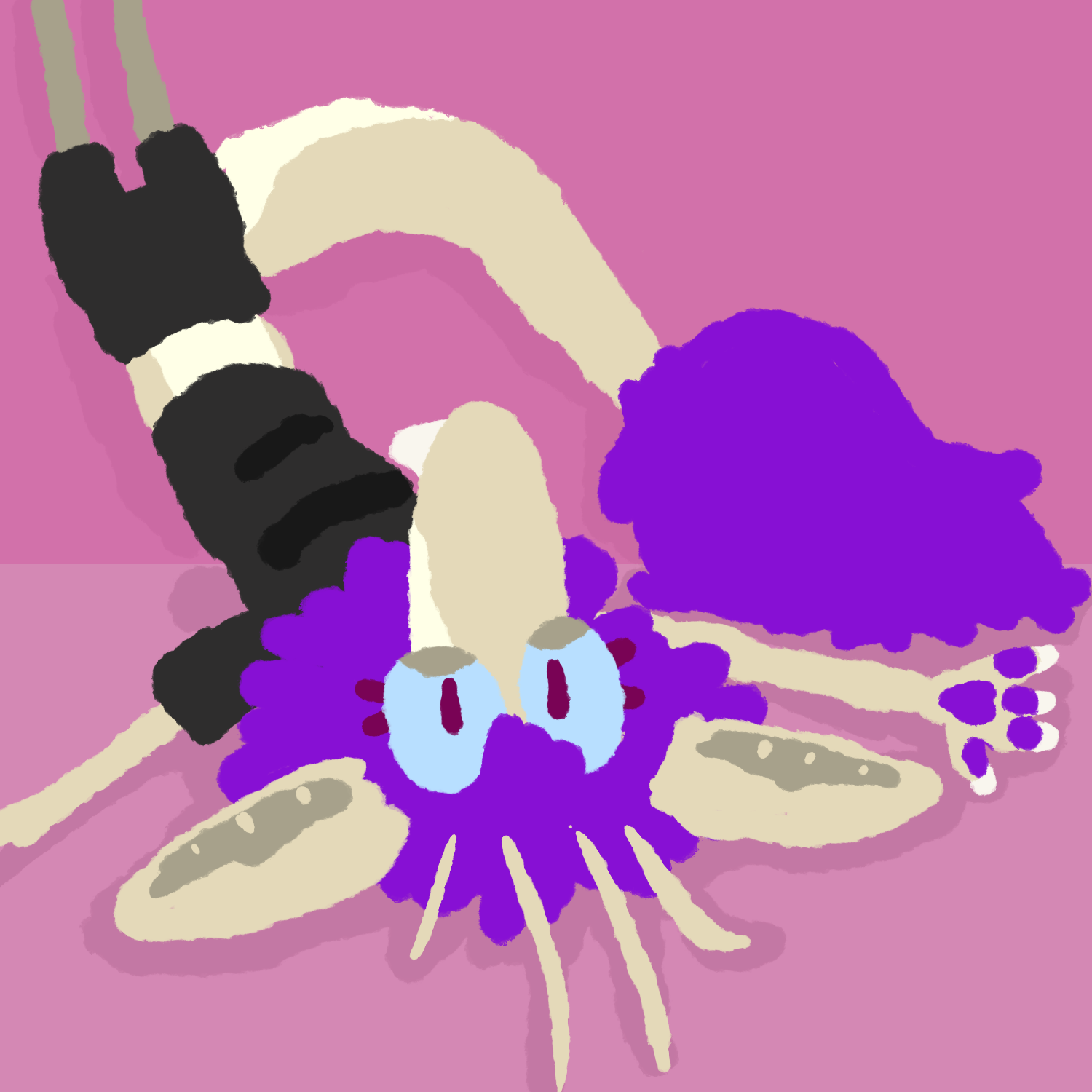 me looking to the viewer happily, lying upside down against a wall