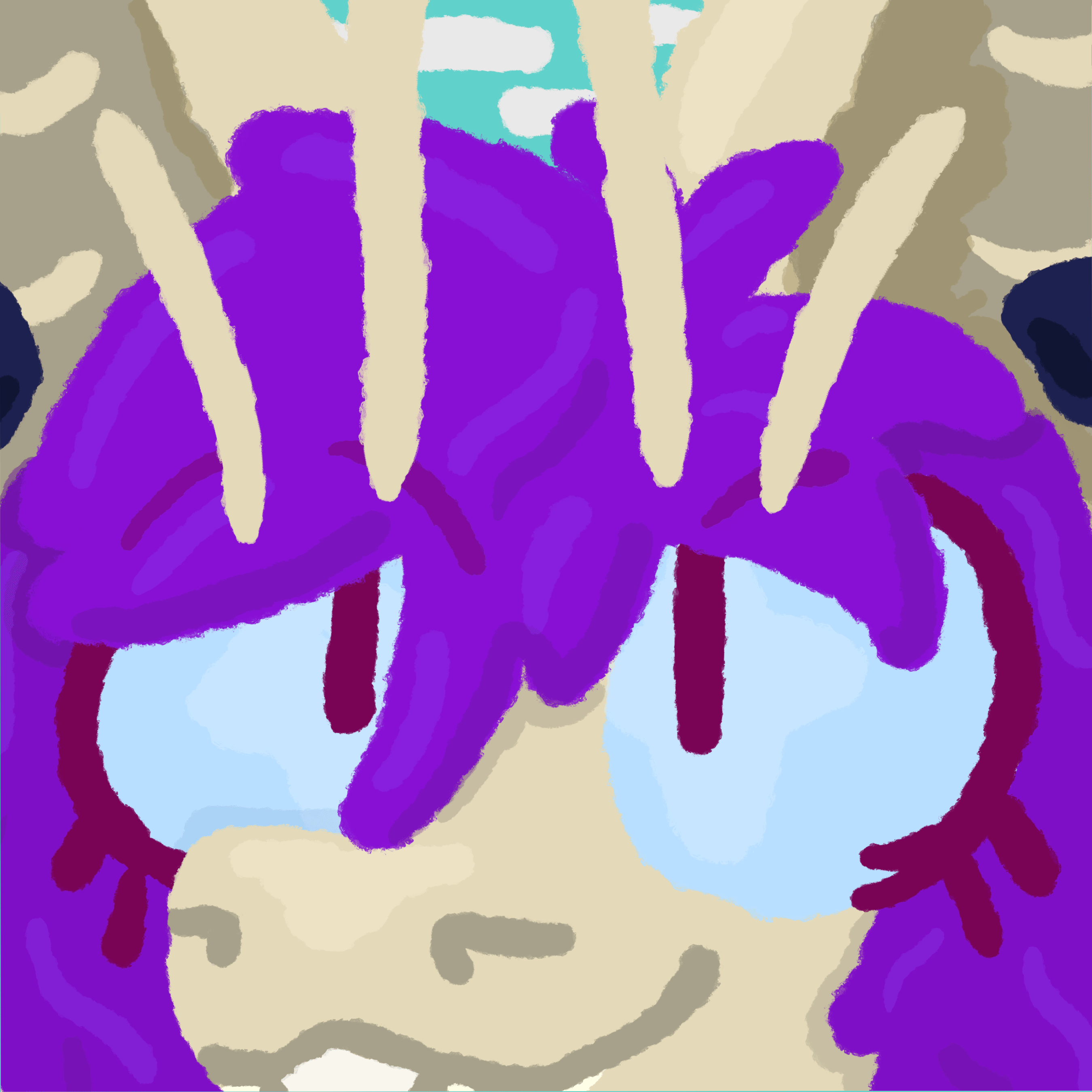a square icon of myno up close to the camera, animated to periodically blink and go wa!