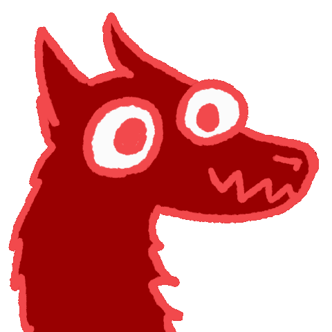 a red fluffy dragon-shaped demon happily talking