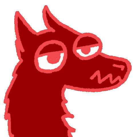 a red fluffy dragon-shaped demon unamusedly talking
