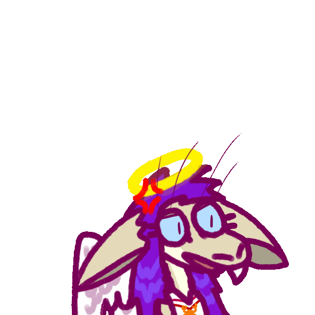 an annoyed yinglet talking, dressed as an angel