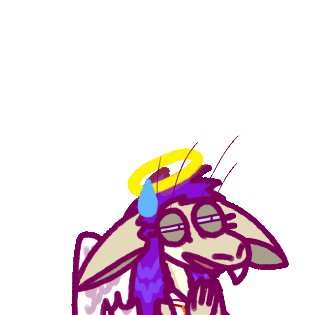 a concerned yinglet squinting and talking , dressed as an angel