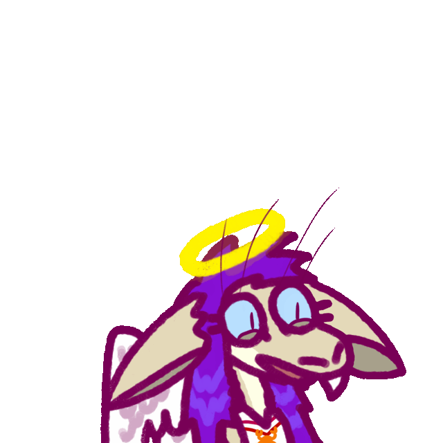 a happy yinglet talking, dressed as an angel