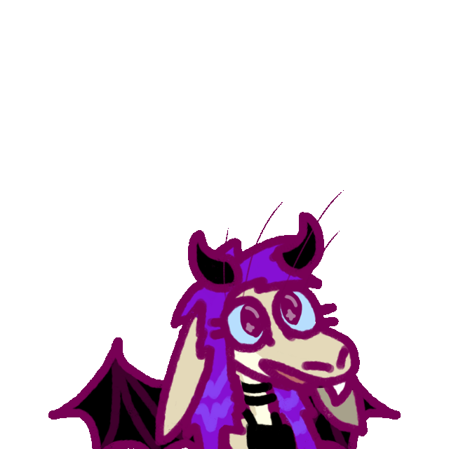 a yinglet with wide eyes talking, dressed as a demon