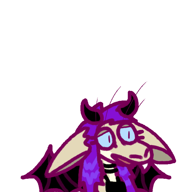 a sad yinglet talking, dressed as a demon