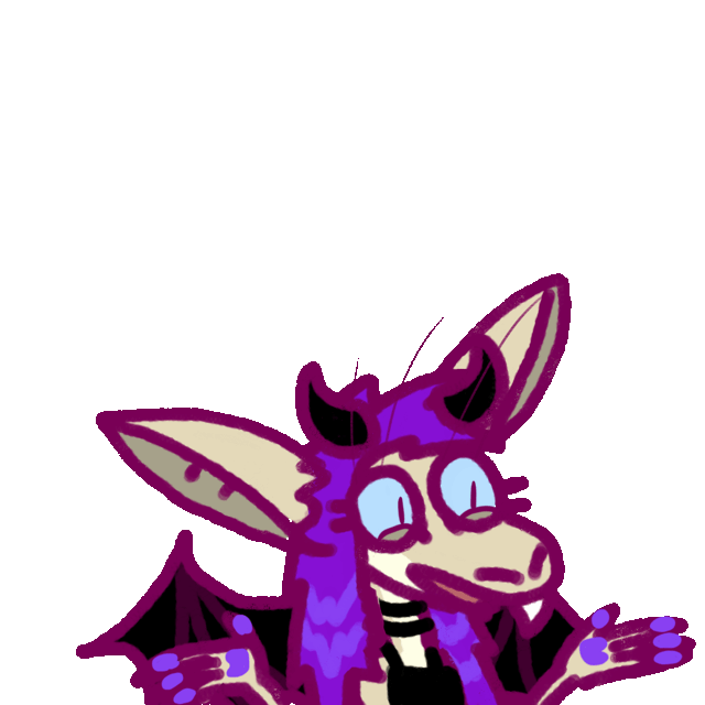 a yinglet amusedly shrugging and talking, dressed as a demon