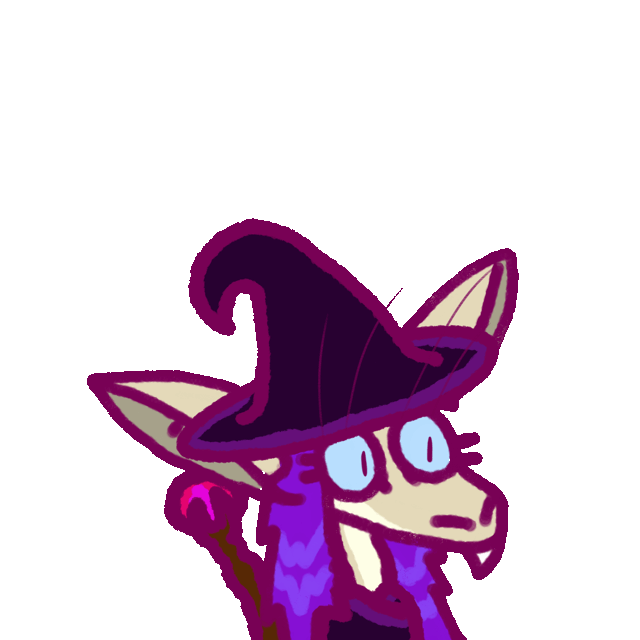 a yinglet with ears raised, dressed as a witch